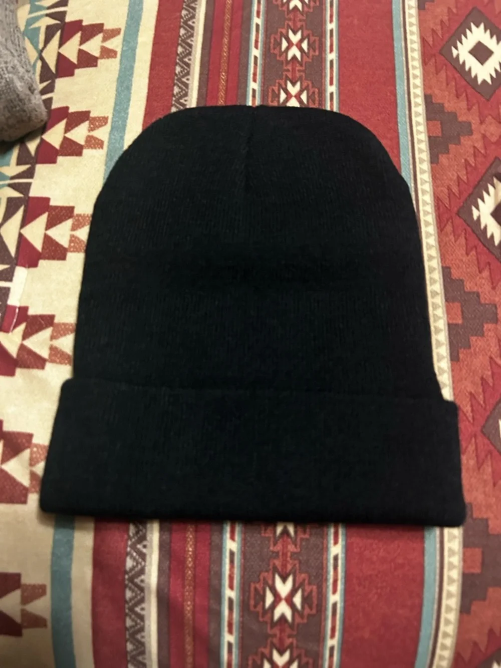 Black Knit Beanie with Bullrider Patch